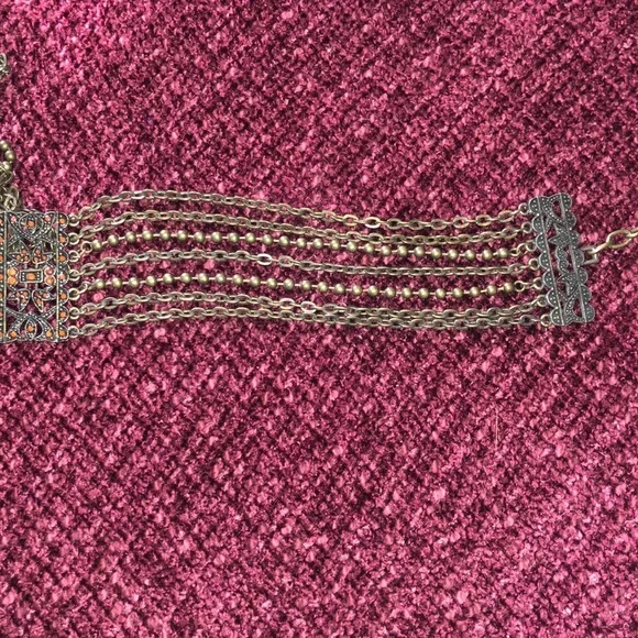 Chain Bronze Belt Featuring Orange Jewels - Picture 9 of 10